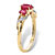 1 TCW Oval-Cut Ruby and Diamond Accent Three Stone Ring in 10k Gold-12 at Direct Charge presents PalmBeach