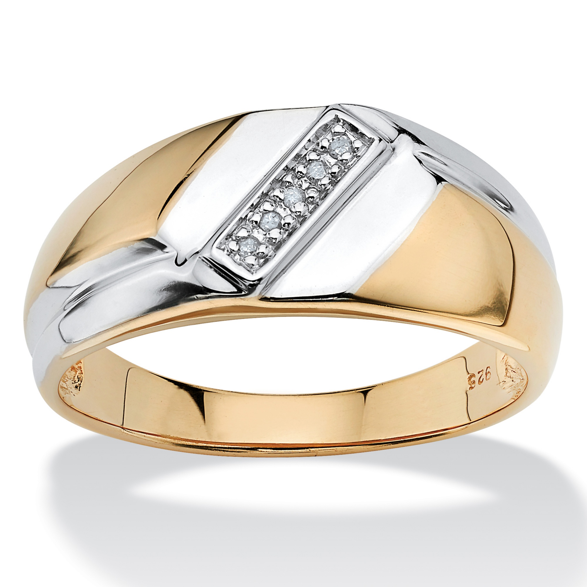 Men's Diamond Accent 18k Gold over Sterling Silver Diagonal Wedding ...