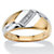 Men's Diamond Accent Two-Tone 18k Gold over Sterling Silver Diagonal Ring-11 at PalmBeach Jewelry