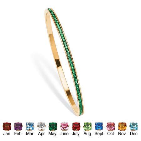 Simulated Birthstone Stackable Eternity Bangle Bracelet in Yellow Gold Tone at PalmBeach Jewelry