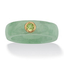 SETA JEWELRY .26 TCW Round Genuine Peridot and Green Jade Ring in 10k Yellow Gold
