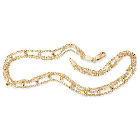 Triple-Strand Beaded Ankle Bracelet in 18k Gold over Sterling Silver at PalmBeach Jewelry