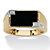 Men's Genuine Onyx and Diamond Accent Rectangular Ring in 14k Gold over .925 Sterling Silver-11 at PalmBeach Jewelry