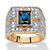 Men's Emerald-Cut Midnight Blue Sapphire Grid Ring 4.06 TCW in 14k Gold over Sterling Silver-11 at PalmBeach Jewelry