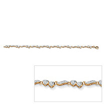 1/8 TCW Diamond Heart and Wings Ankle Bracelet in 14k Gold over Sterling Silver