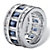 Baguette-Cut Cubic Zirconia and Simulated Blue Sapphire Eternity Band Ring 10.44 TCW in Silvertone-12 at PalmBeach Jewelry