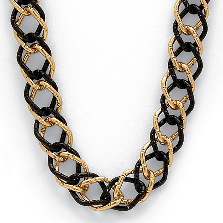 Yellow Gold Tone Black Rhodium-Plated Curb-Link Necklace 34" at PalmBeach Jewelry