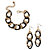 SETA JEWELRY Double Curb-Link Bracelet and Drop Earrings Set in Gold Tone and Black Ruthenium-Plated-11 at Seta Jewelry