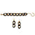 SETA JEWELRY Double Curb-Link Bracelet and Drop Earrings Set in Gold Tone and Black Ruthenium-Plated-16 at Seta Jewelry