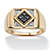 Men's Round Black and White Diamond Geometric Ring 1/10 TCW in Solid 10k Yellow Gold-11 at PalmBeach Jewelry