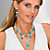 Genuine Turquoise and Cultured Freshwater Pearl Silvertone Necklace and Earrings Set 17"-13 at PalmBeach Jewelry