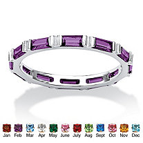 Baguette Simulated Birthstone Stackable Eternity Band in .925 Sterling Silver