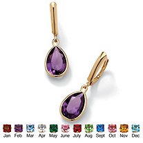 SETA JEWELRY Pear-Cut Simulated Birthstone Drop Earrings in 14k Gold over Sterling Silver