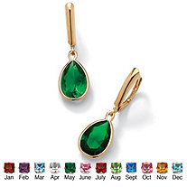 Pear-Cut Simulated Birthstone Drop Earrings in 14k Gold over Sterling Silver