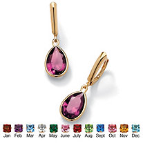SETA JEWELRY Pear-Cut Simulated Birthstone Drop Earrings in 14k Gold over Sterling Silver