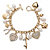 Fashion Cultured Freshwater Pearl and Crystal Charm Bracelet in Yellow Gold Tone-11 at PalmBeach Jewelry