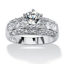 2.99 TCW Round Cubic Zirconia Engagement Anniversary Ring in Platinum over Sterling Silver