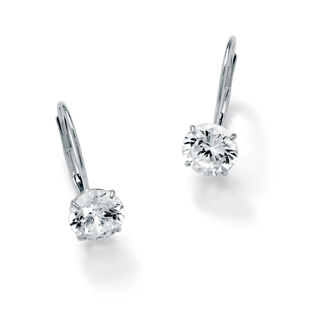 cubic zirconia earrings drop palmbeach jewelry 10k tcw round gold palmbeachjewelry