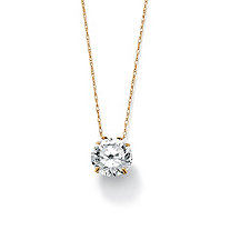 SETA JEWELRY 10K Yellow Gold Round Cubic Zirconia Solitaire Pendant (9mm) with 18 inch Chain