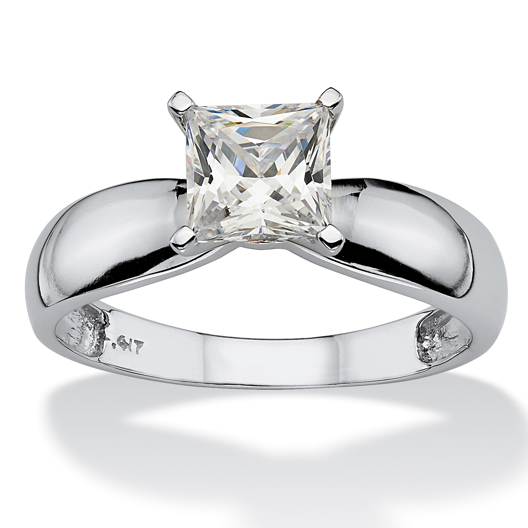 1 20 TCW Princess  Cut  Cubic  Zirconia  Solitaire Ring  in 10k 