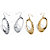 2 Pair Hammered-Style Hoop Earrings Set in Yellow Gold Tone and Silvertone (2")-12 at PalmBeach Jewelry