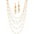 2 Piece Multi-Chain Beaded Station Necklace and Drop Earrings Set in Yellow Gold Tone 34"-38"-11 at PalmBeach Jewelry
