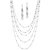2 Piece Multi-Chain Beaded Station Necklace and Drop Earrings Set in Silvertone 34"-38"-11 at PalmBeach Jewelry