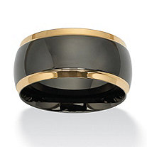 SETA JEWELRY Two-Tone Wedding Band in Black and Gold Ion-Plated Stainless Steel
