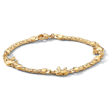 Elephant Ankle Bracelet in Yellow Gold Tone 10" at Direct Charge presents PalmBeach