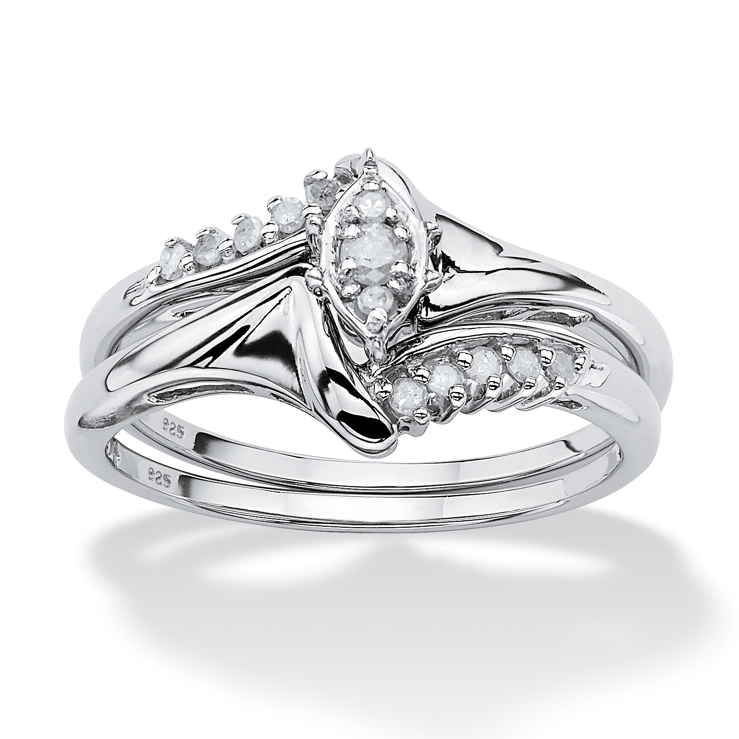 1/5 TCW Round Diamond TwoPiece Bridal Set in Platinum over .925