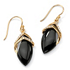 Related Item .16 TCW Genuine Black Onyx and Cubic Zirconia Marquise Drop Earrings 18k Gold-Plated
