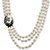 Genuine Cultured Freshwater Pearl and Black Mother-Of-Pearl Cameo Triple-Strand Necklace 28"-11 at PalmBeach Jewelry