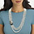 Genuine Cultured Freshwater Pearl and Black Mother-Of-Pearl Cameo Triple-Strand Necklace 28"-13 at PalmBeach Jewelry