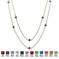 Princess-Cut Simulated Birthstone Station Necklace in Yellow Gold Tone 48"