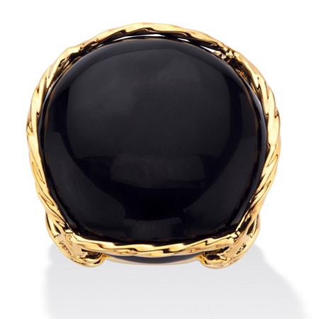 Genuine Black Onyx Gold-Plated Cabochon Pillow Ring at PalmBeach Jewelry