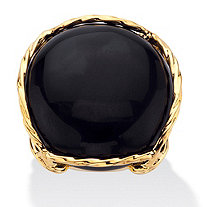 SETA JEWELRY Genuine Black Onyx Gold-Plated Cabochon Pillow Ring