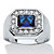 Men's .53 TCW Bezel-Set Blue Glass and Cubic Zirconia Octagon Ring in Silvertone Sizes 9-16-11 at PalmBeach Jewelry