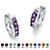 Princess-Cut Channel-Set Simulated Birthstone Sterling Silver Hoop Earrings (3/4")-102 at PalmBeach Jewelry