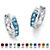 Princess-Cut Channel-Set Simulated Birthstone Sterling Silver Hoop Earrings (3/4")-103 at PalmBeach Jewelry