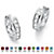 Princess-Cut Channel-Set Simulated Birthstone Sterling Silver Hoop Earrings (3/4")-104 at PalmBeach Jewelry
