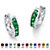 Princess-Cut Channel-Set Simulated Birthstone Sterling Silver Hoop Earrings (3/4")-105 at PalmBeach Jewelry