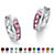 Princess-Cut Channel-Set Simulated Birthstone Sterling Silver Hoop Earrings (3/4")-106 at PalmBeach Jewelry