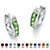 Princess-Cut Channel-Set Simulated Birthstone Sterling Silver Hoop Earrings (3/4")-108 at PalmBeach Jewelry