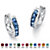 Princess-Cut Channel-Set Simulated Birthstone Sterling Silver Hoop Earrings (3/4")-109 at PalmBeach Jewelry
