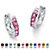 Princess-Cut Channel-Set Simulated Birthstone Sterling Silver Hoop Earrings (3/4")-110 at PalmBeach Jewelry
