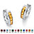 Princess-Cut Channel-Set Simulated Birthstone Sterling Silver Hoop Earrings (3/4")-111 at PalmBeach Jewelry