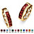 Channel-Set Simulated Birthstone Gold-Plated Huggie-Hoop Earrings (3/4")-101 at PalmBeach Jewelry