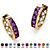 Channel-Set Simulated Birthstone Gold-Plated Huggie-Hoop Earrings (3/4")-102 at PalmBeach Jewelry
