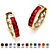Channel-Set Simulated Birthstone Gold-Plated Huggie-Hoop Earrings (3/4")-107 at PalmBeach Jewelry
