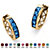 Channel-Set Simulated Birthstone Gold-Plated Huggie-Hoop Earrings (3/4")-109 at PalmBeach Jewelry
